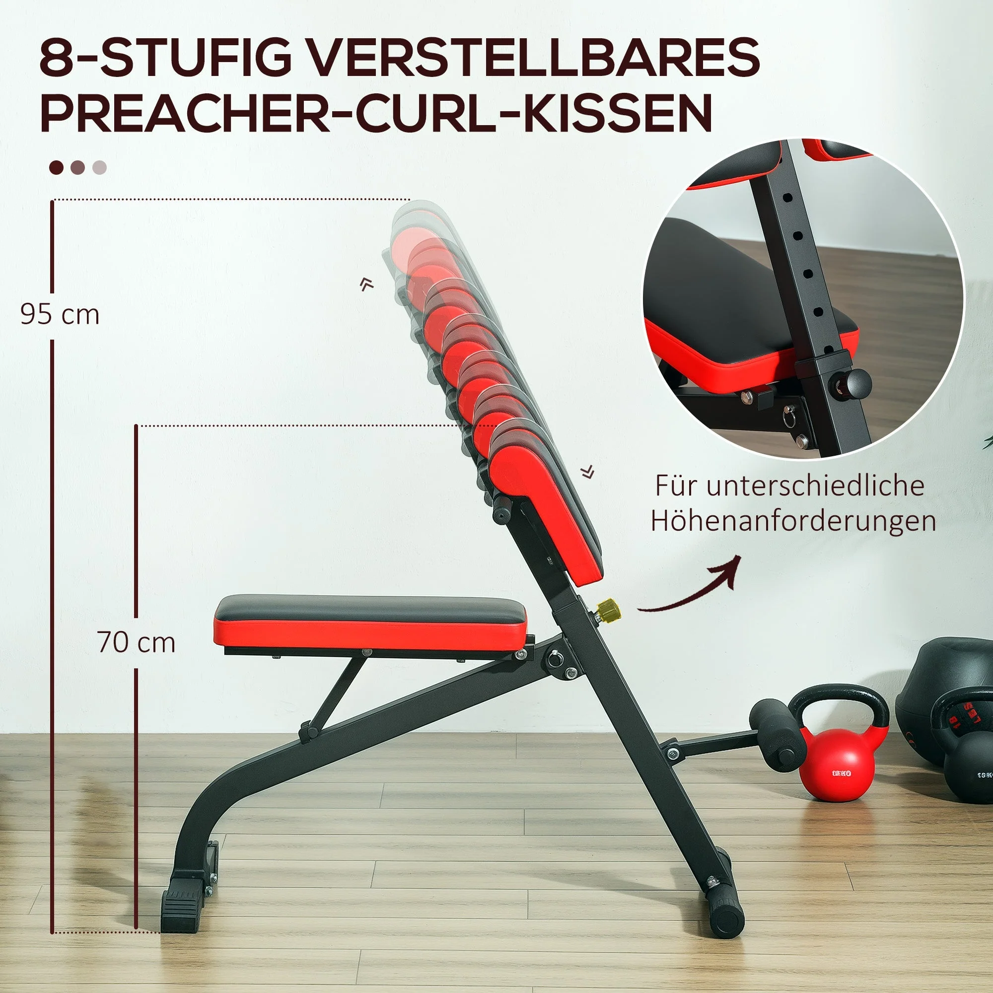 Weight Bench, Adjustable Folding Fitness, Steel Black - Image 6
