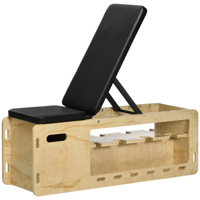 Weight Bench Training Bench Adjustable Storage Resistance Bands, Solid Wood - Image 2