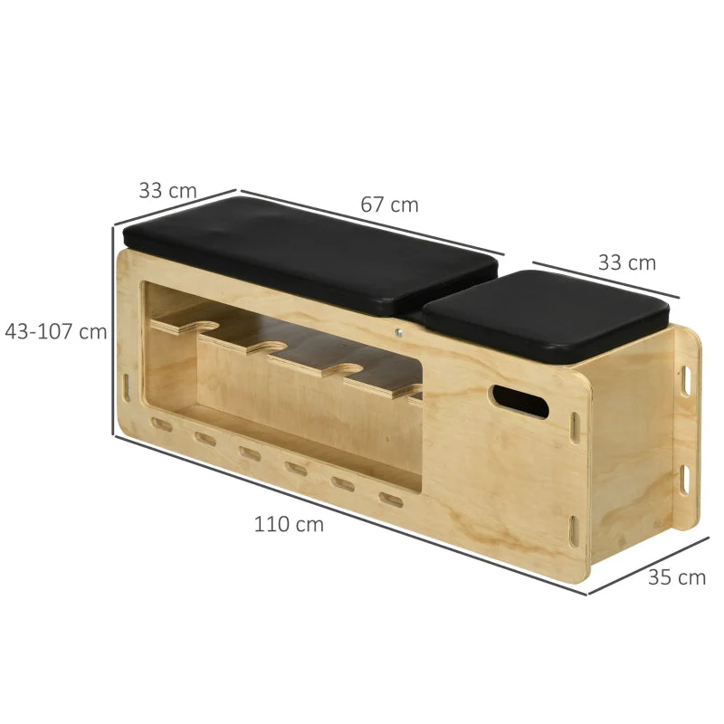 Weight Bench Training Bench Adjustable Storage Resistance Bands, Solid Wood - Image 3