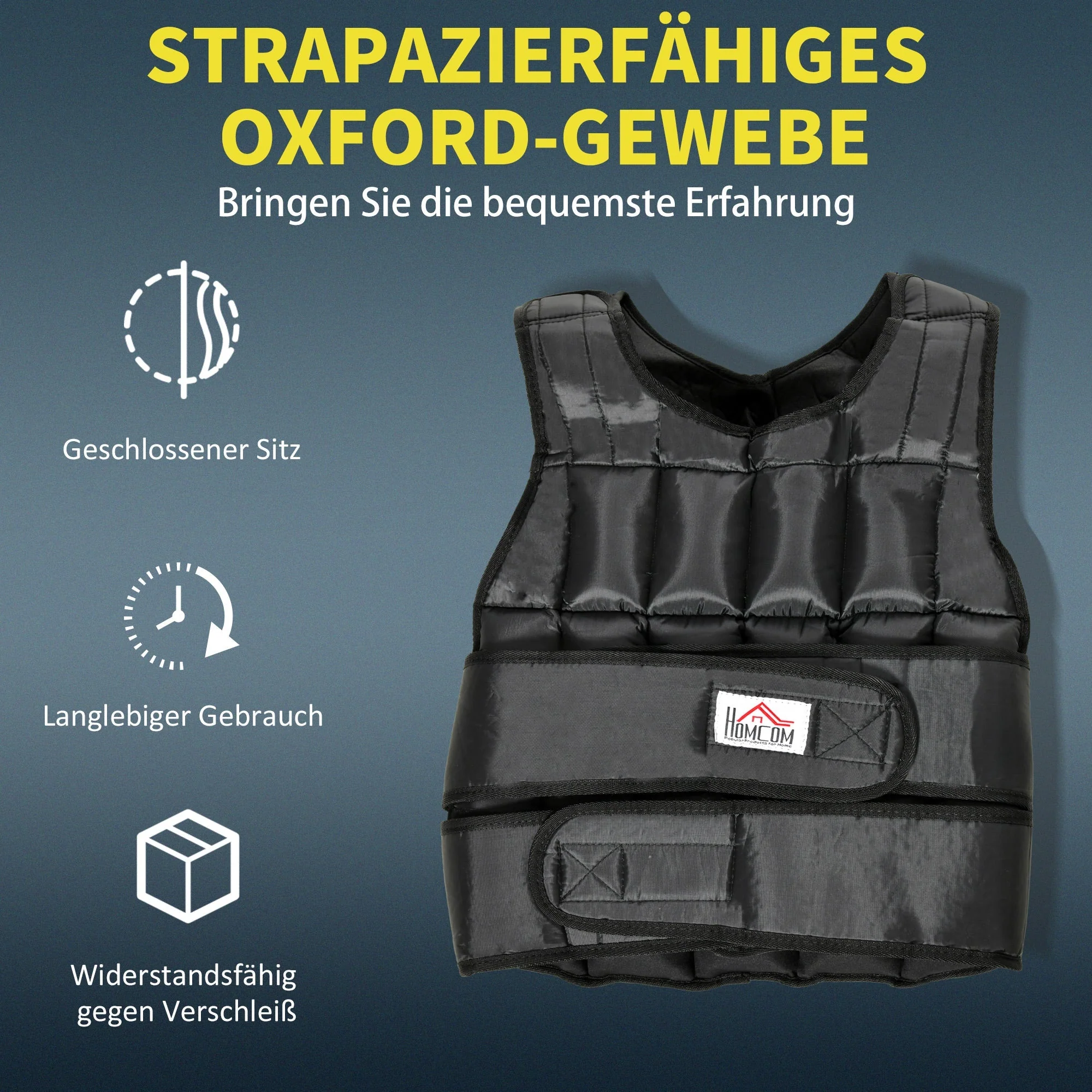 Weighted Vest, 30 kg Adjustable Strength Training, Black Oxford Metal - Image 4