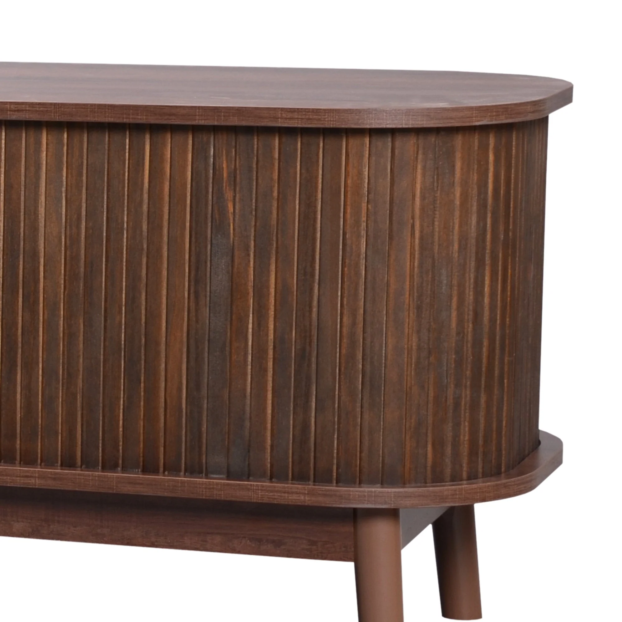 WF315197NAA Faux Rattan TV Cabinet Doors Drawers Walnut Brown MDF - Image 10