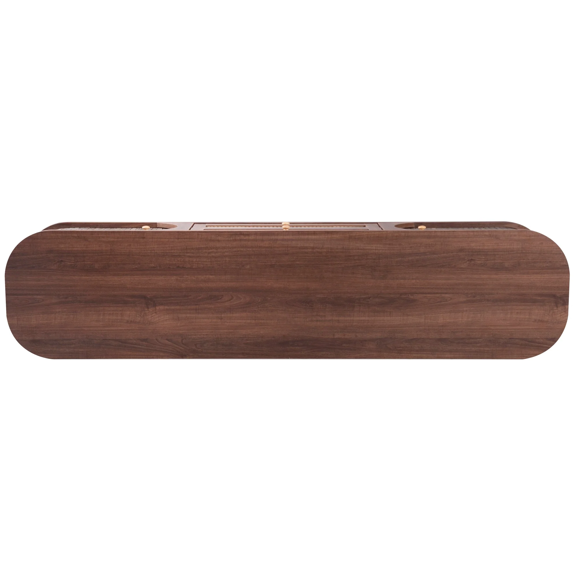 WF315197NAA Faux Rattan TV Cabinet Doors Drawers Walnut Brown MDF - Image 2