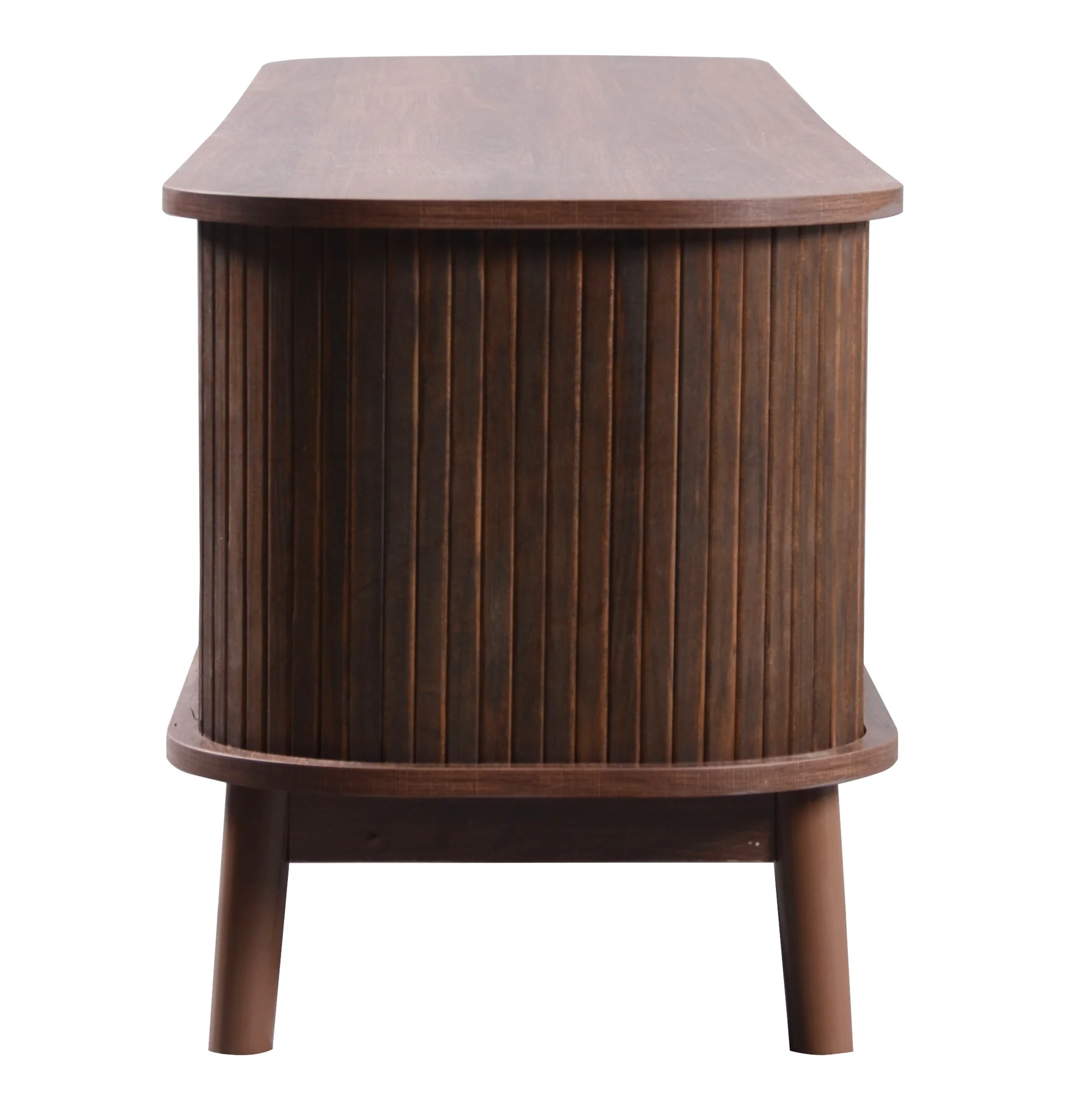WF315197NAA Faux Rattan TV Cabinet Doors Drawers Walnut Brown MDF - Image 5