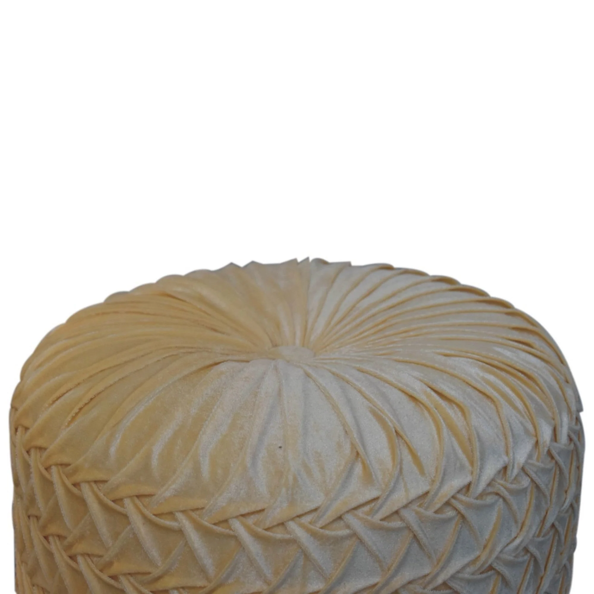 White Hart Pouffe Pleated Design Velvet Upholstery White - Image 3