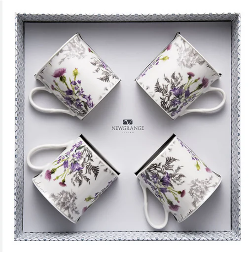 White Thistle Mugs Set/4