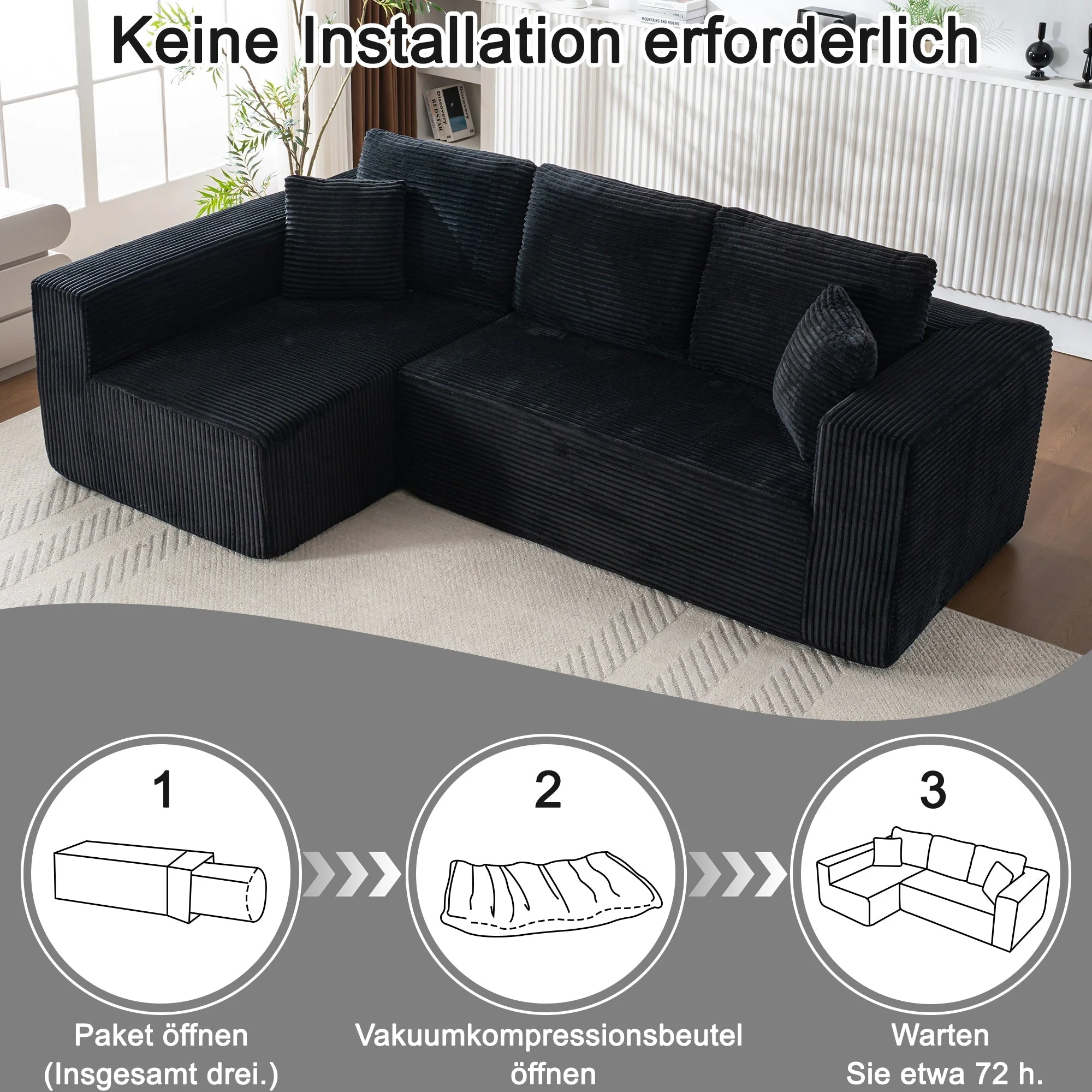 Wide Armchair Modular L-Shaped Chaise Lounge - Core Fabric - Image 6