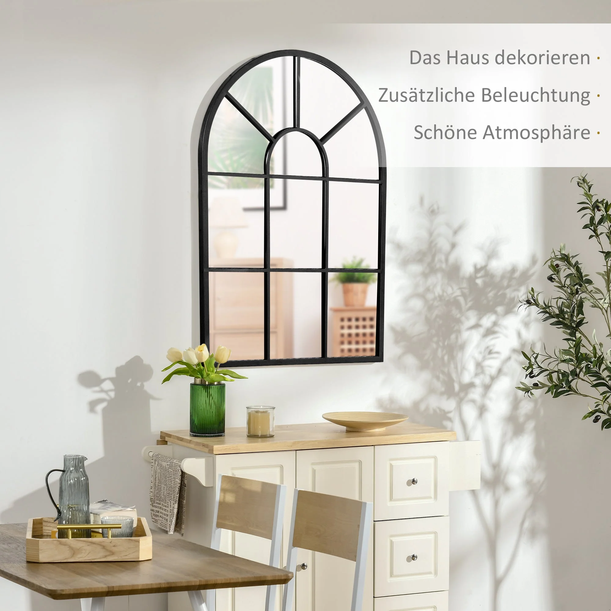 Window Mirror, Metal Frame, Black - Image 4
