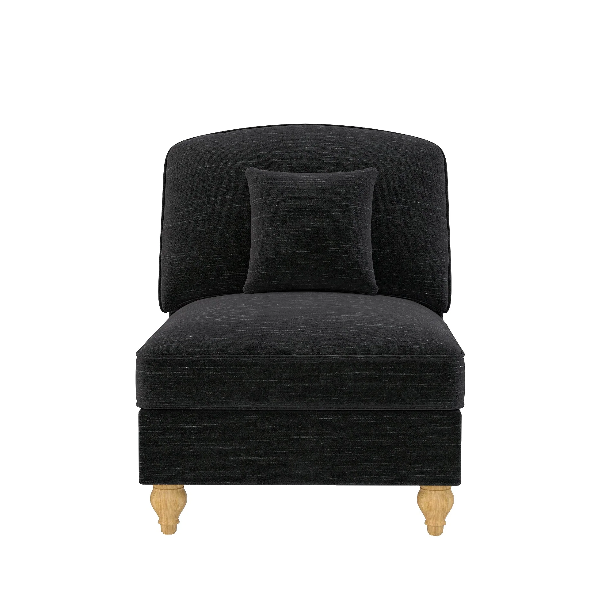 Windsor Armless Cloud Sofa with Chenille Fabric and 1 Cushion, Black