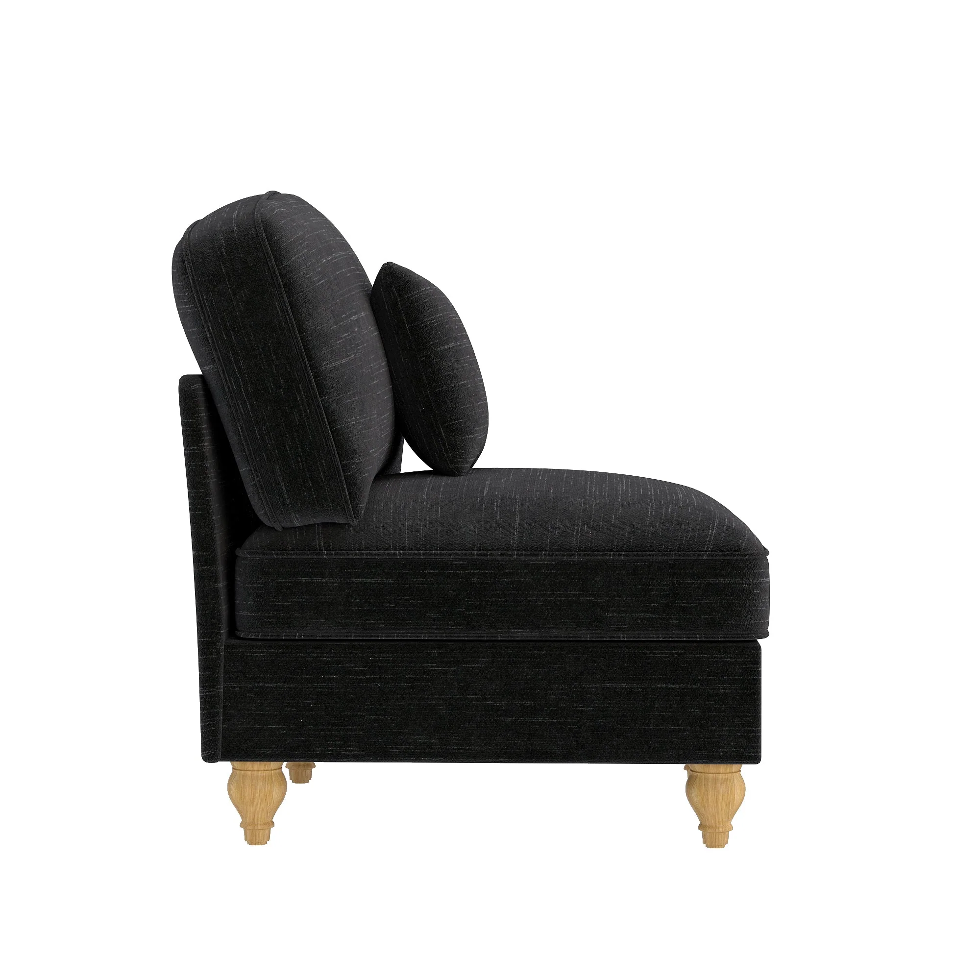 Windsor Armless Cloud Sofa with Chenille Fabric and 1 Cushion, Black - Image 5