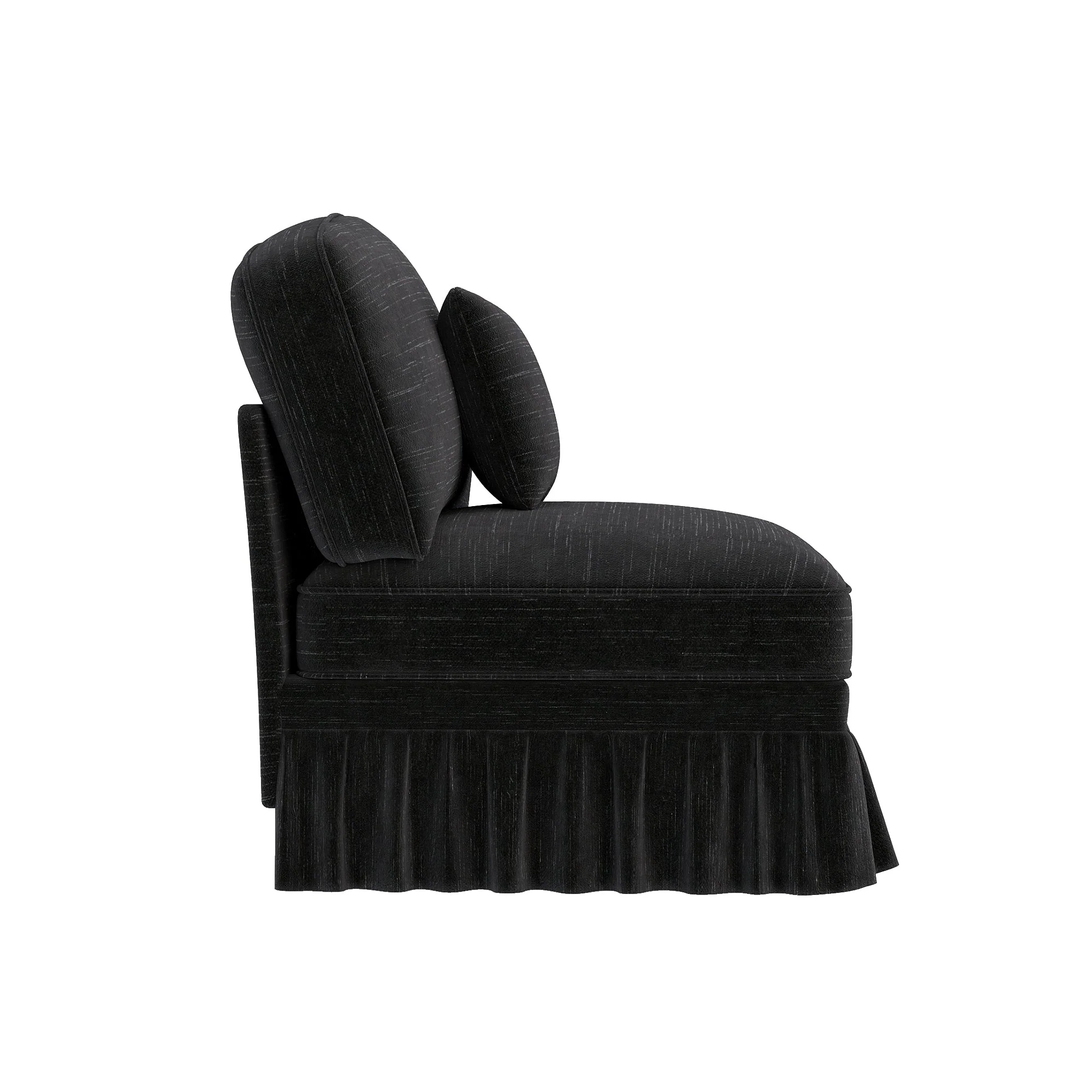 Windsor Armless Cloud Sofa with Chenille Fabric and 1 Cushion, Black - Image 6