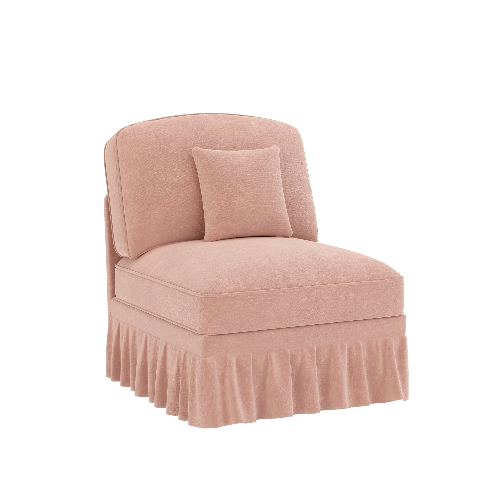 Windsor Armless Sofa with 1 Cushion, Chenille - Pink - Image 4