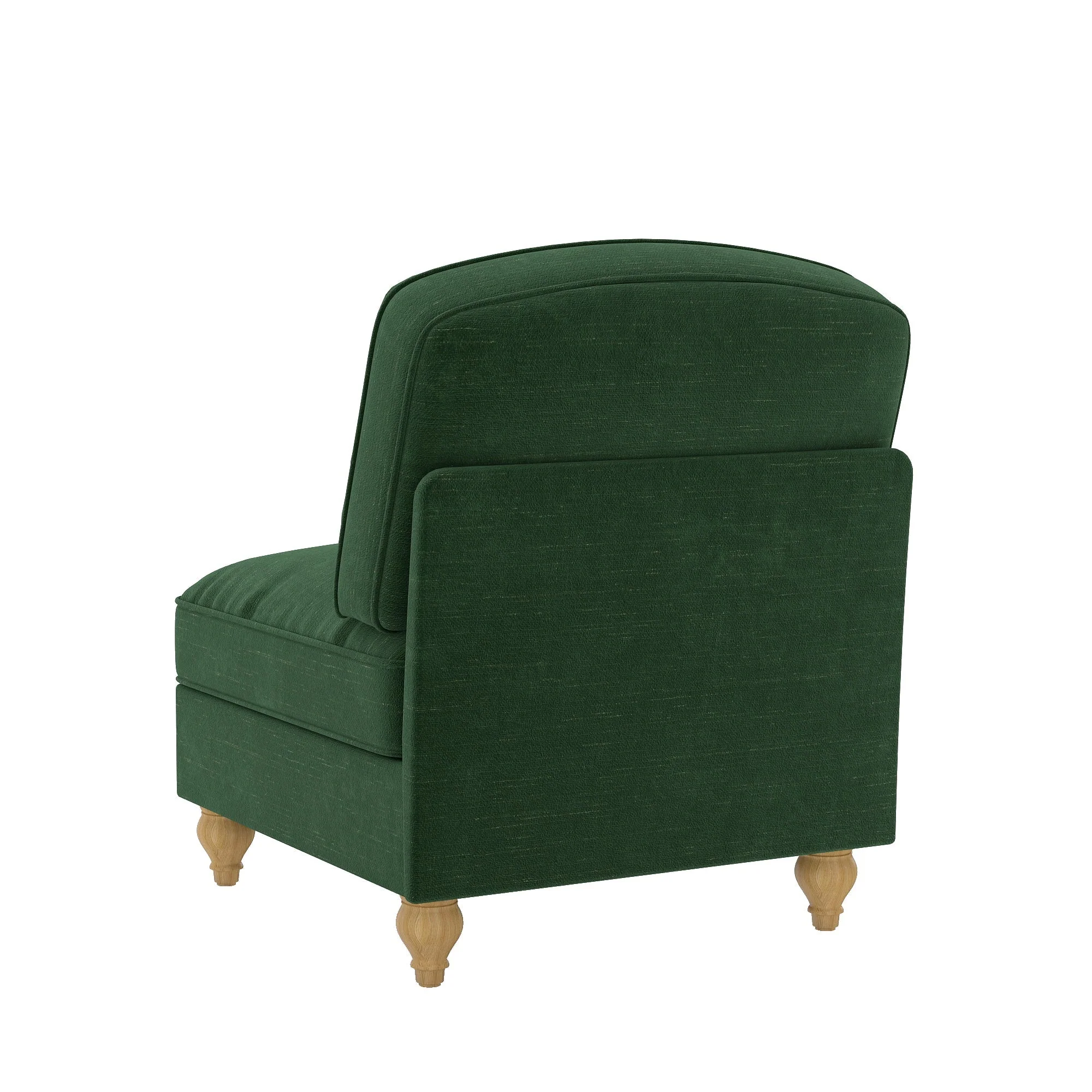 Windsor Armless Sofa with Removable Ruffle Skirt and Cushion, Green Chenille - Image 7