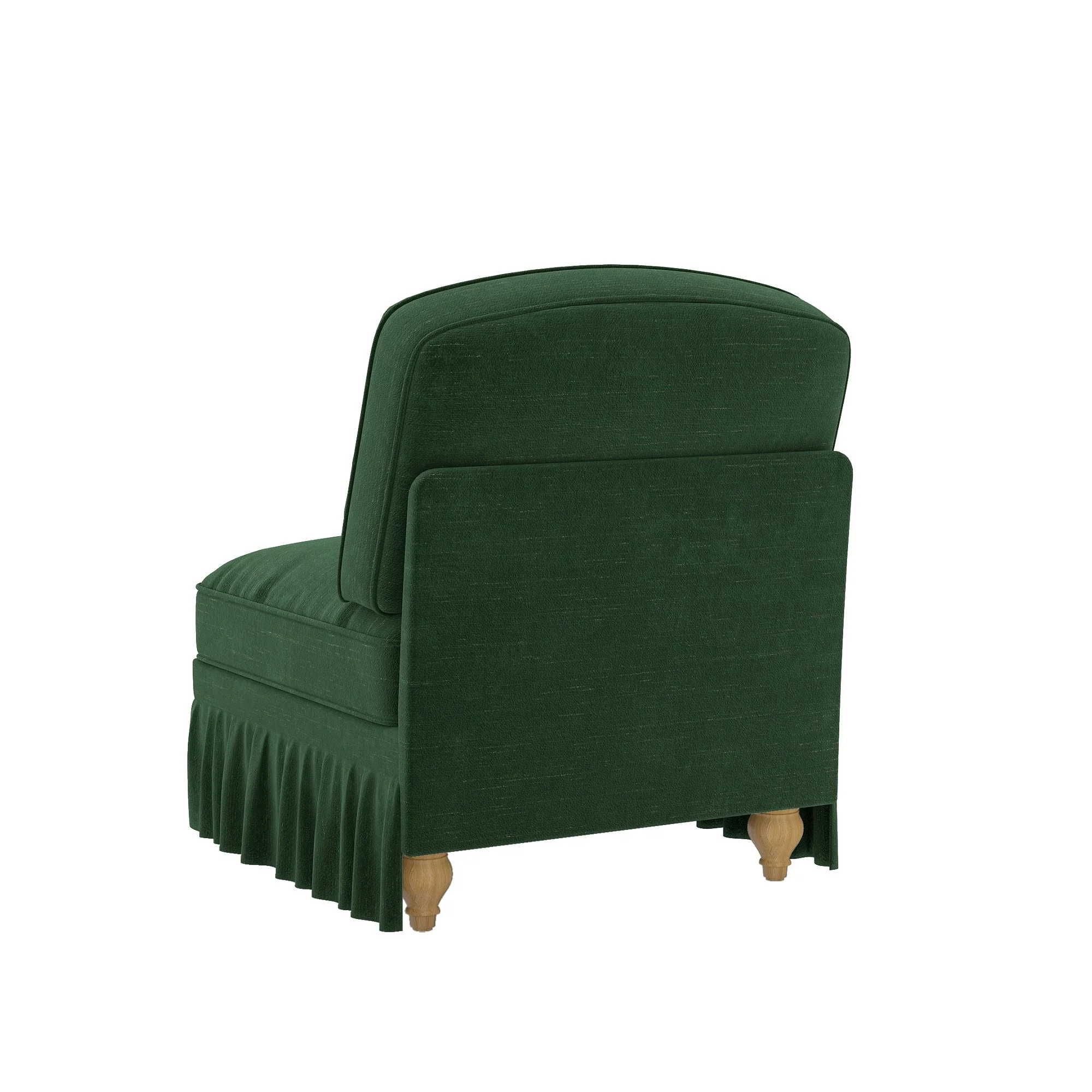 Windsor Armless Sofa with Removable Ruffle Skirt and Cushion, Green Chenille - Image 8