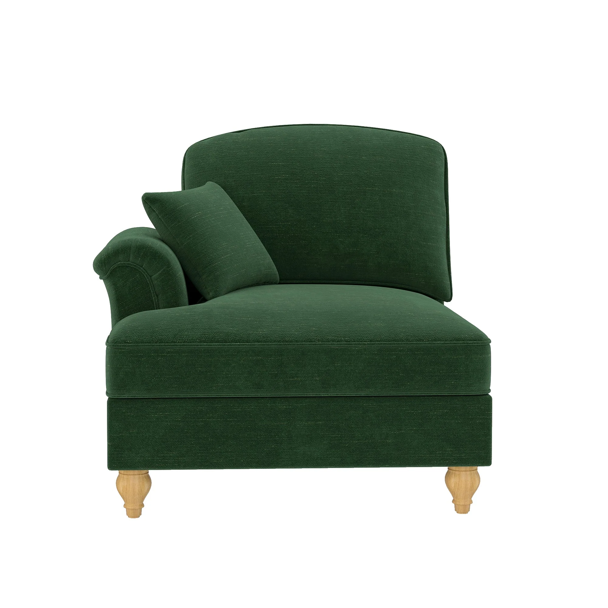 Windsor Modular LSF Cloud Sofa with Removable Ruffle and Cushion, Green Chenille