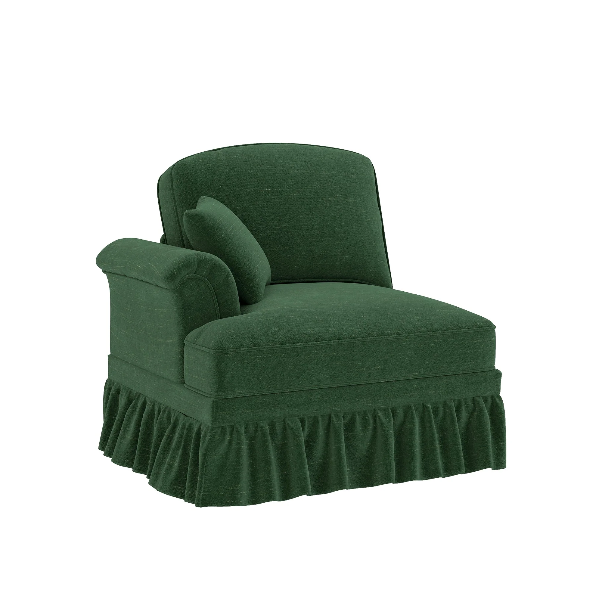 Windsor Modular LSF Cloud Sofa with Removable Ruffle and Cushion, Green Chenille - Image 4