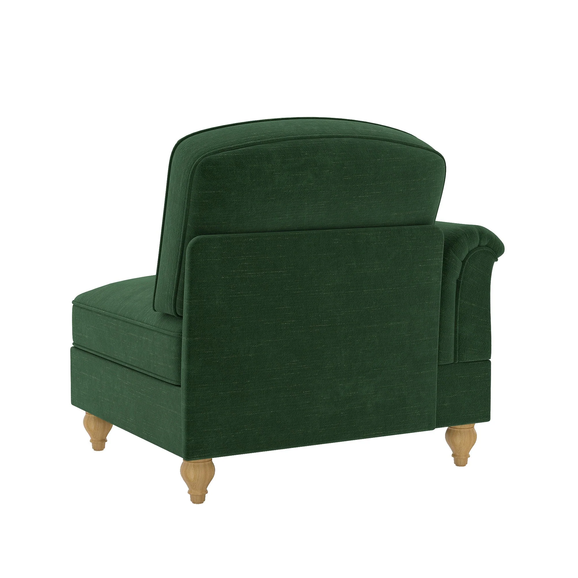 Windsor Modular LSF Cloud Sofa with Removable Ruffle and Cushion, Green Chenille - Image 7
