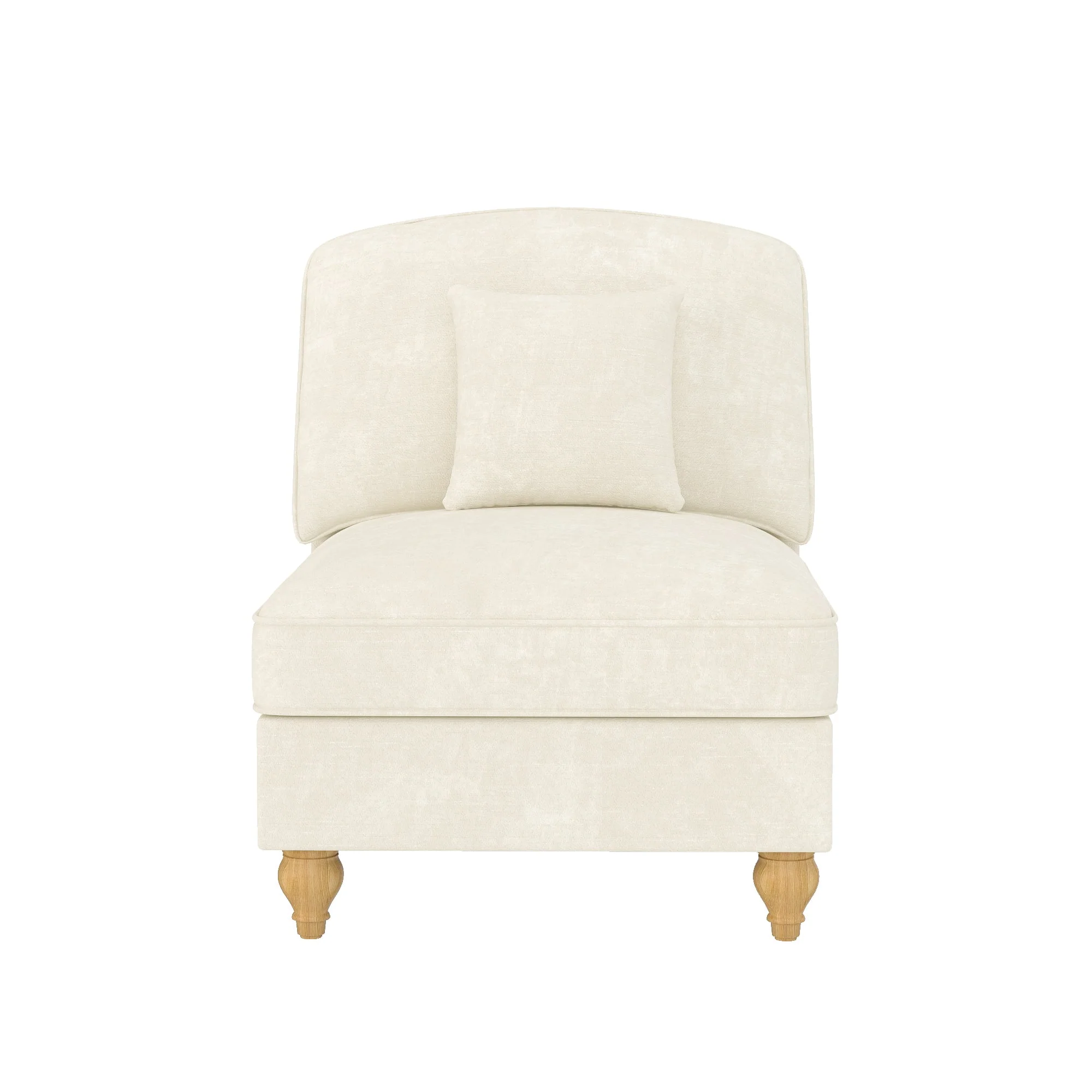 Windsor Sofa without Armrests with 1 Cushion, Chenille, White