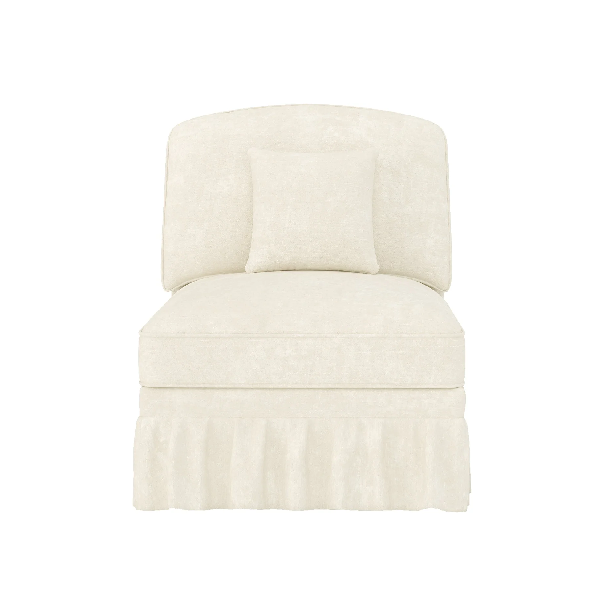 Windsor Sofa without Armrests with 1 Cushion, Chenille, White - Image 2