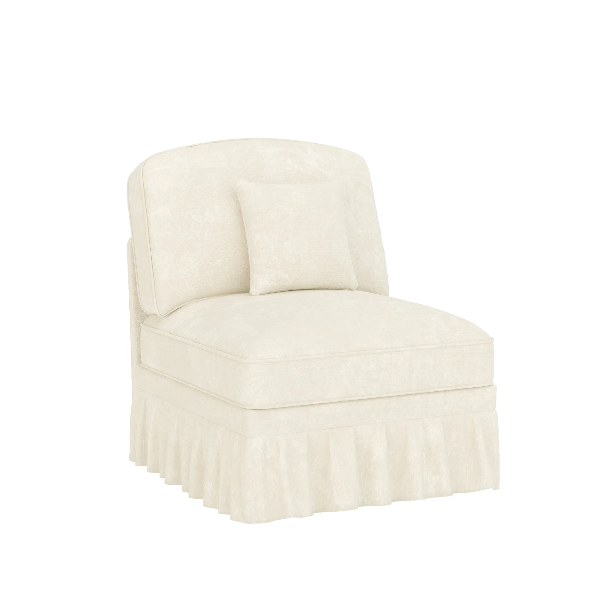 Windsor Sofa without Armrests with 1 Cushion, Chenille, White - Image 4