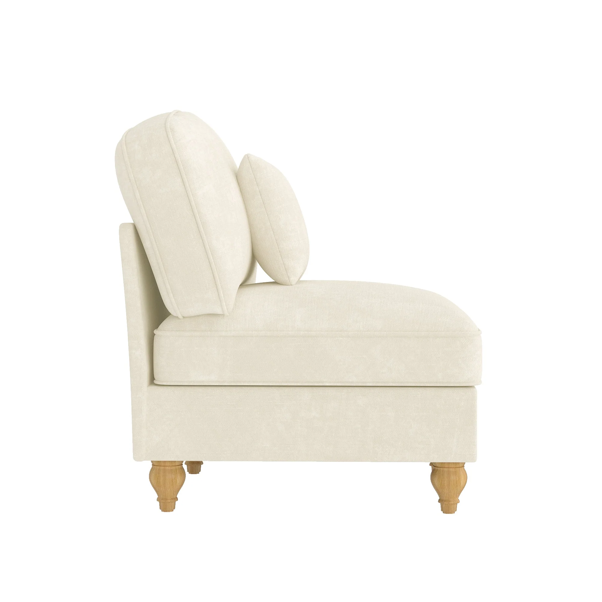 Windsor Sofa without Armrests with 1 Cushion, Chenille, White - Image 5