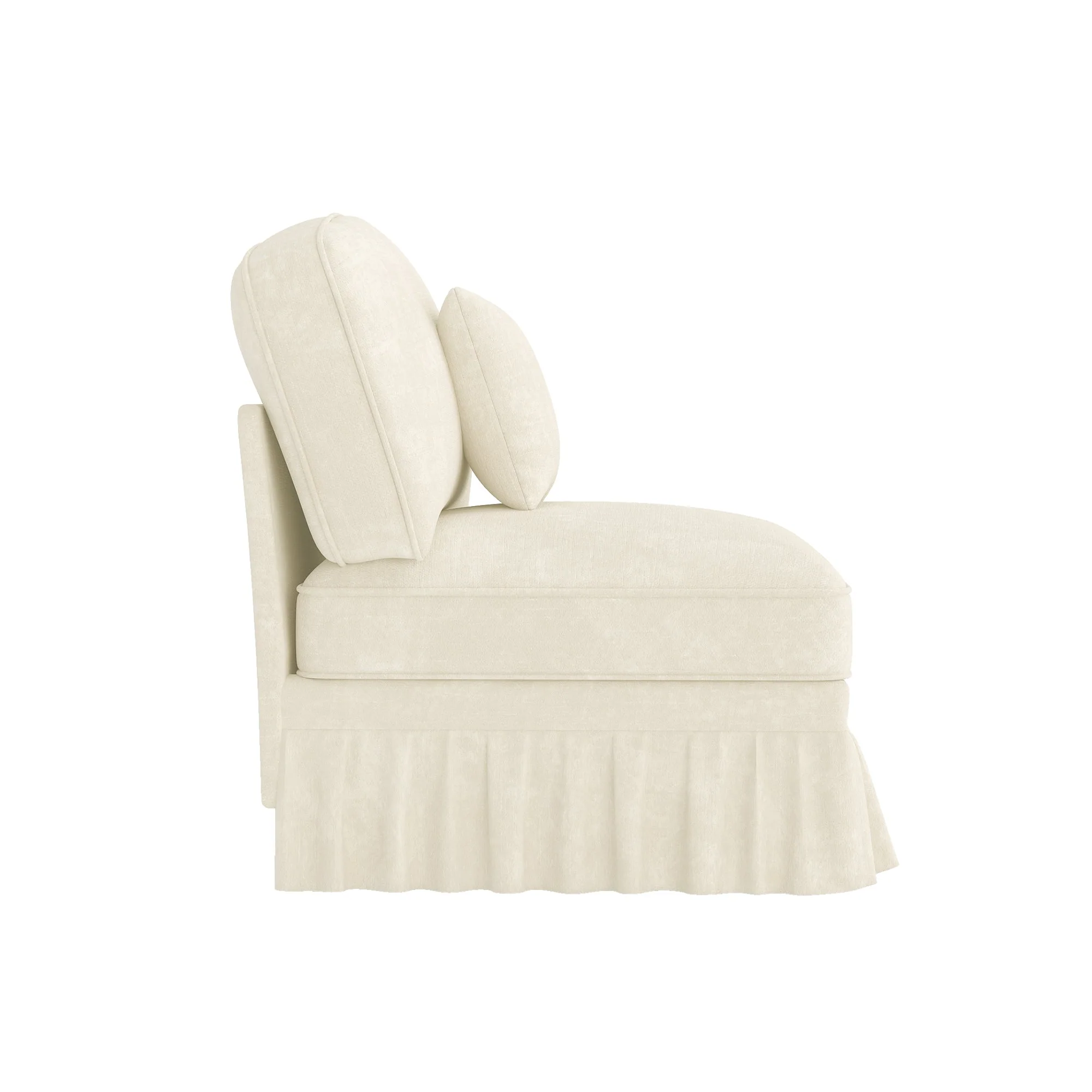 Windsor Sofa without Armrests with 1 Cushion, Chenille, White - Image 6