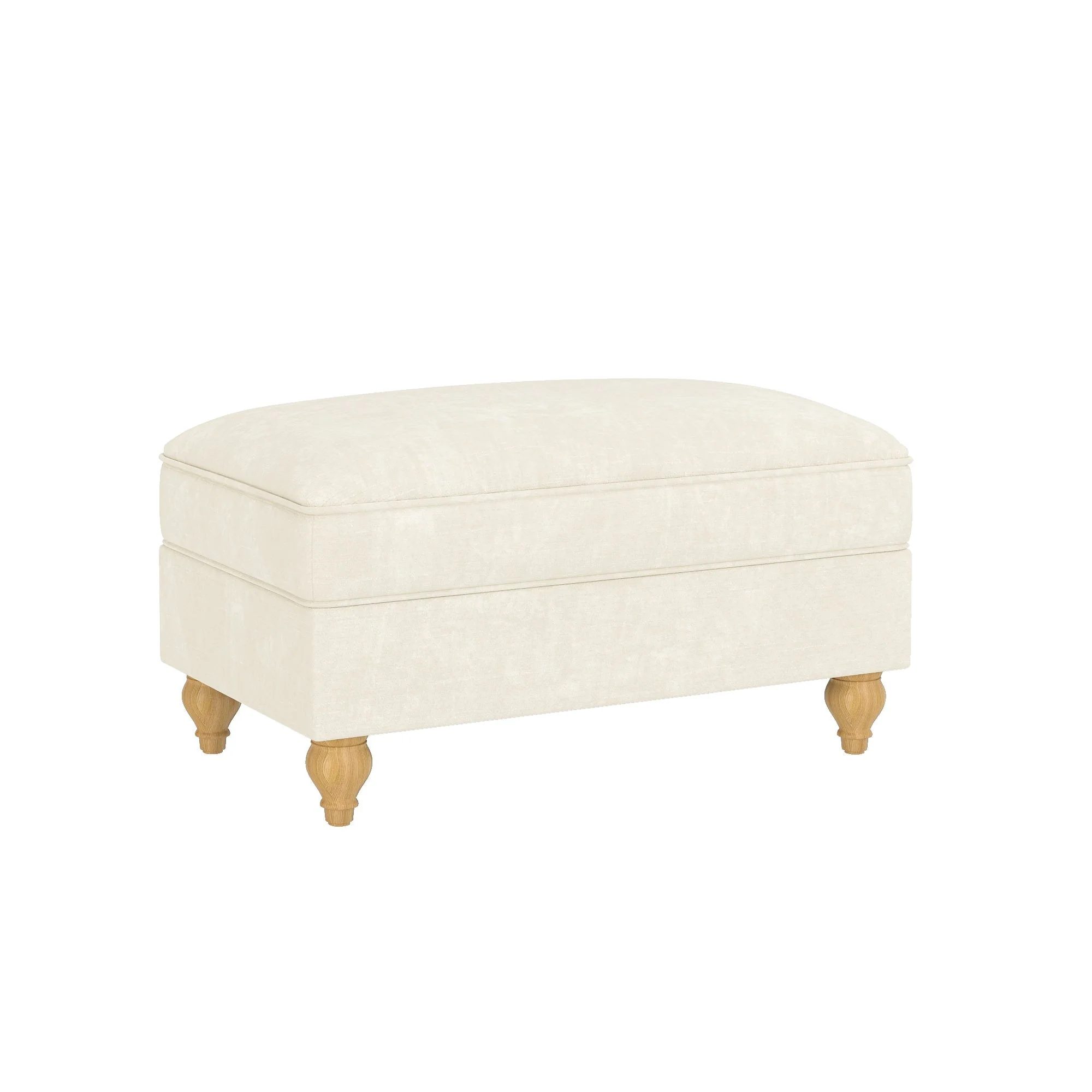 Windsor Stool with Removable Ruffled Skirt and Chenille Fabric, White - Image 3