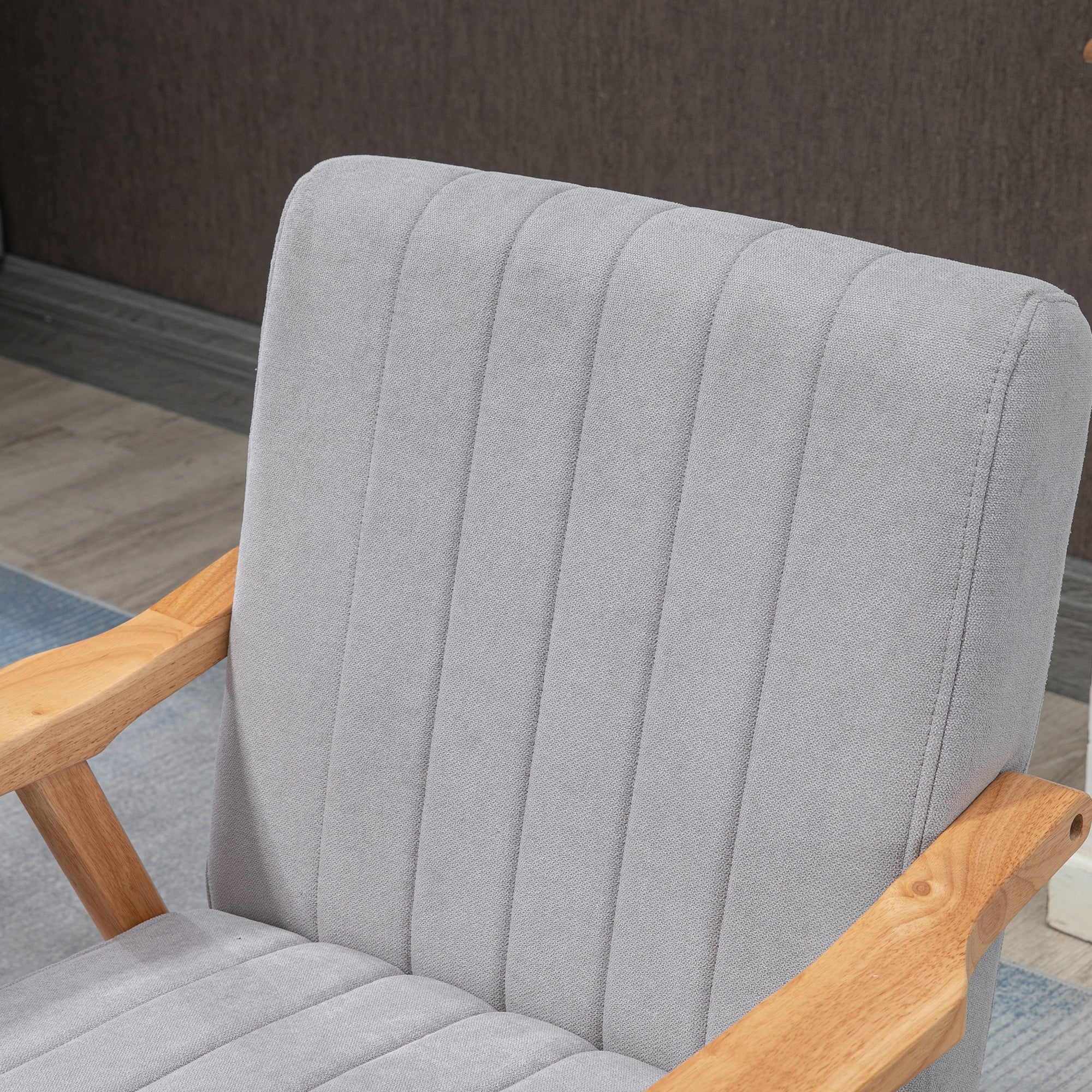 Wing Chair with Armrests, Scandi Design, Light Grey - Image 6