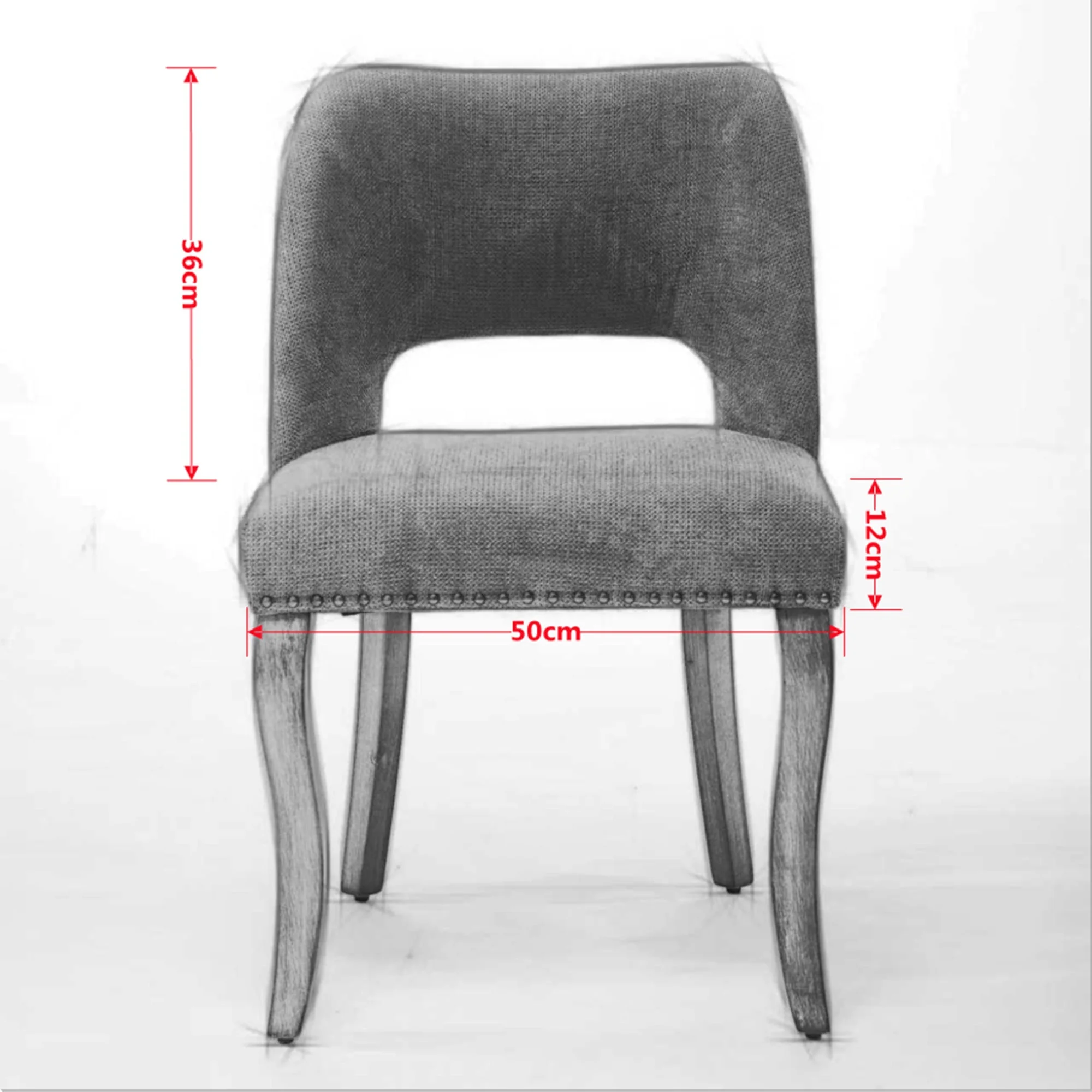 Wooden Dining Chairs Set of 2 Modern Fabric Upholstered - Blue - Image 8