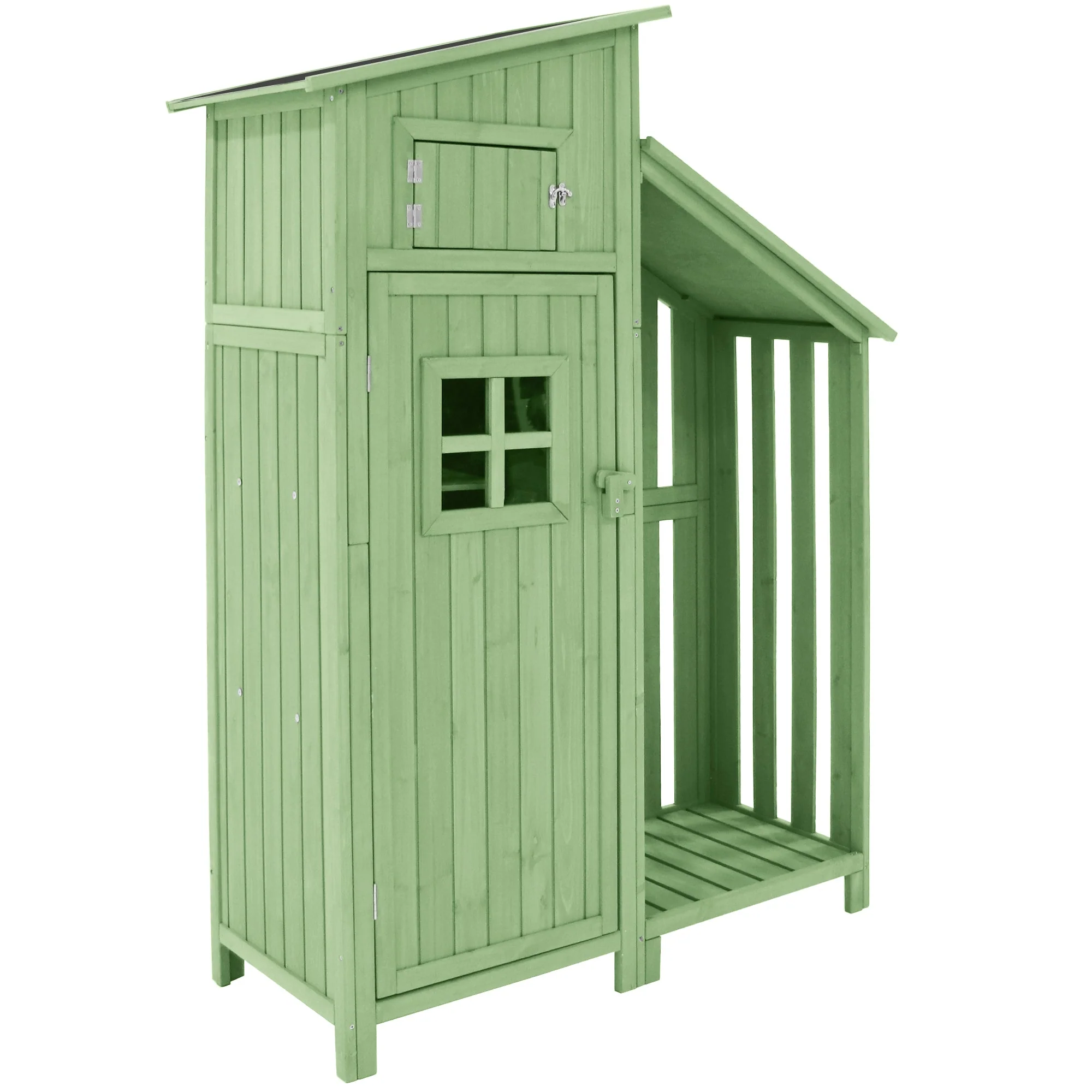 Wooden Garden Shed Tool Storage Cabinet for Small Gardens 124x46x174 cm Green - Image 5