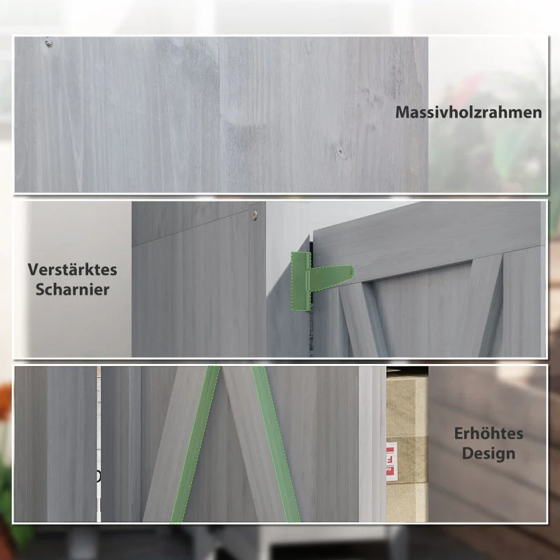 Wooden Garden Shed, Weatherproof, Lockable with Shelves, Light Gray - Image 6