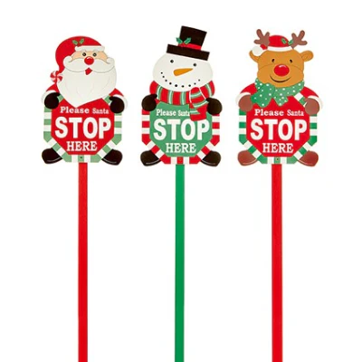 Wooden Santa Stop Here Sign