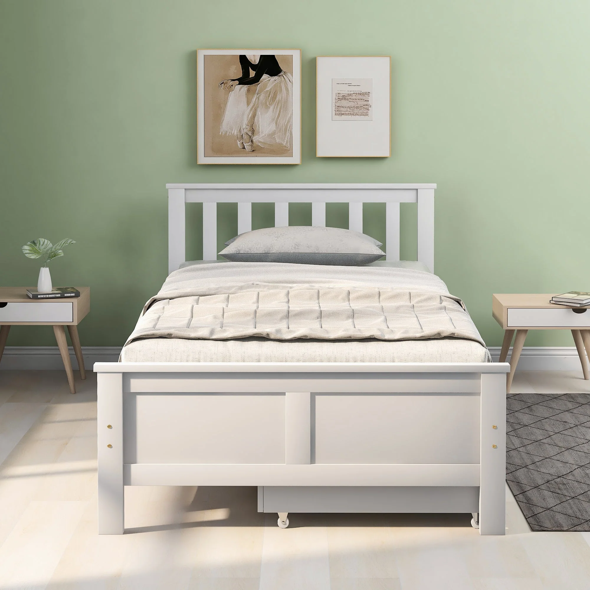 Solid White Pine Single Storage Bed with Integrated Drawers – 3ft (90 × 190 cm) - Image 2