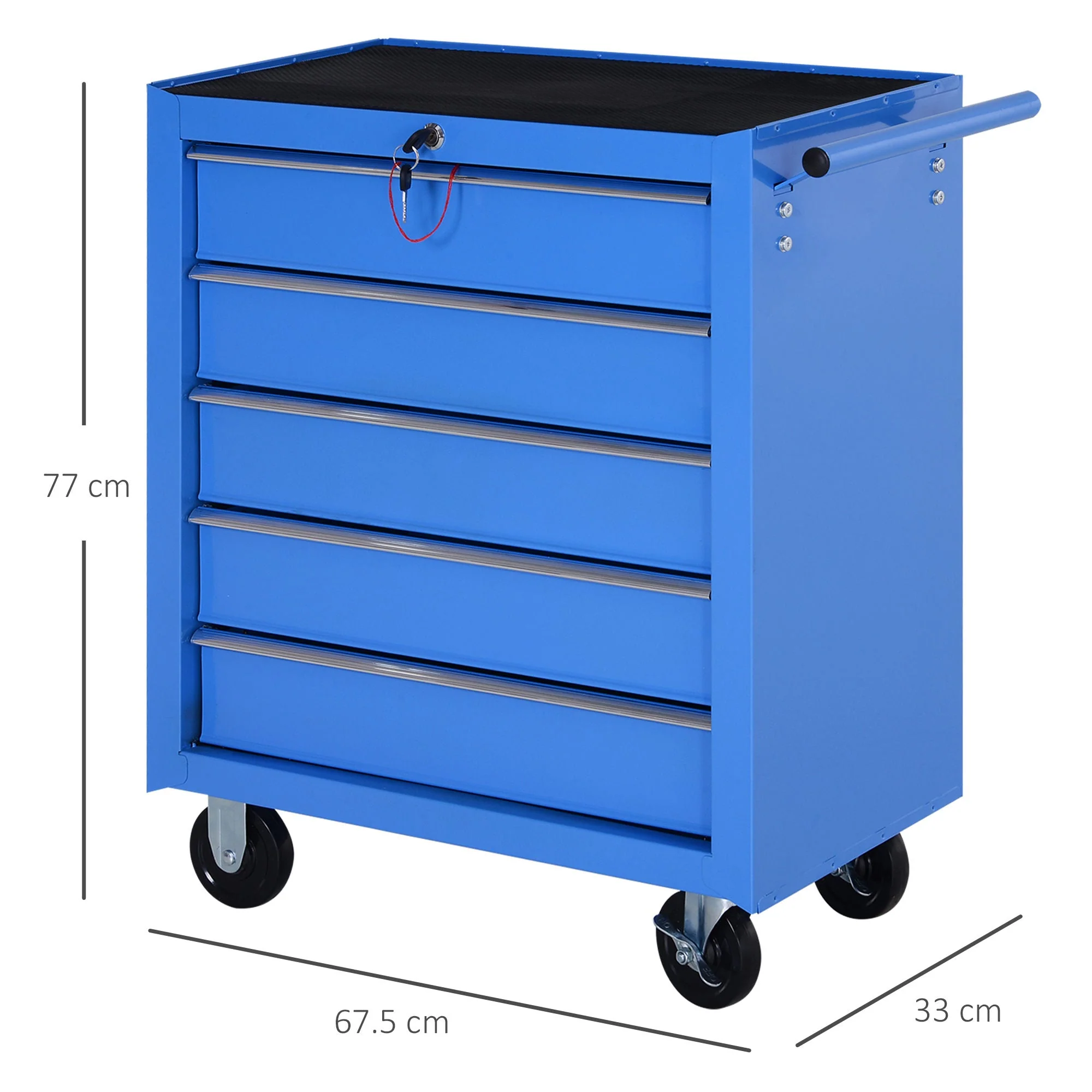 Workshop trolley 5 drawers, mobile tool trolley, red - Image 3