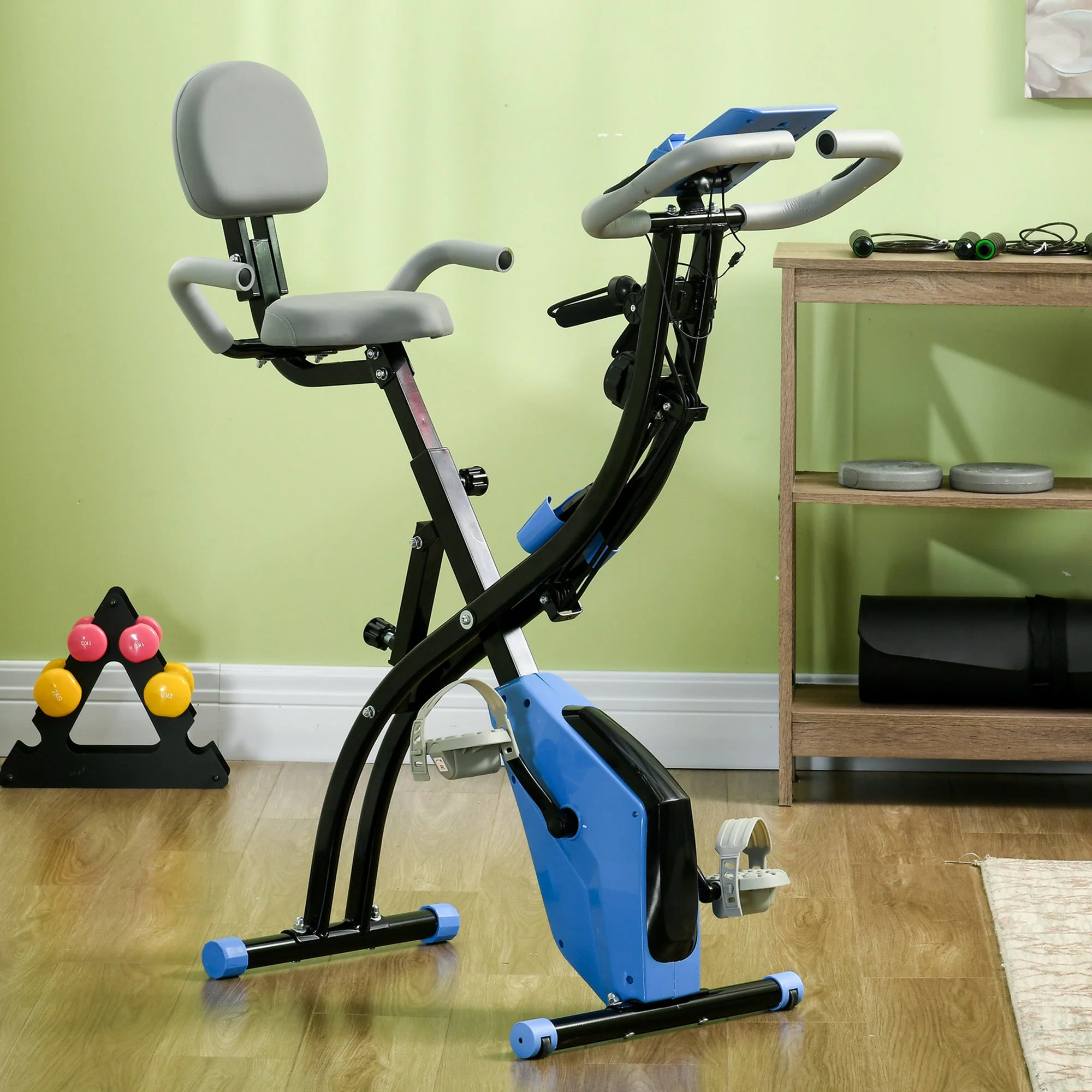 X-Bike 2-in-1 Foldable Exercise Bike, 8-Level Magnetic Resistance, Gray